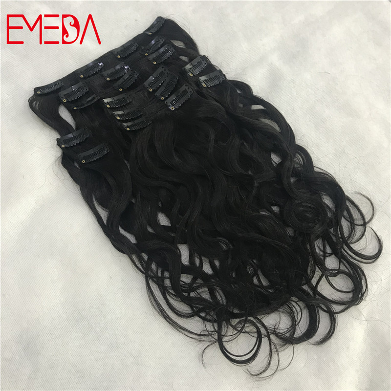 Best quality virgin natural clip in human hair extensions made in China for black girls YJ306